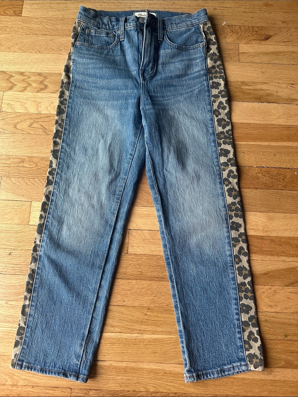 Madwell Classic Straight Jeans with Leopard Side Stripe